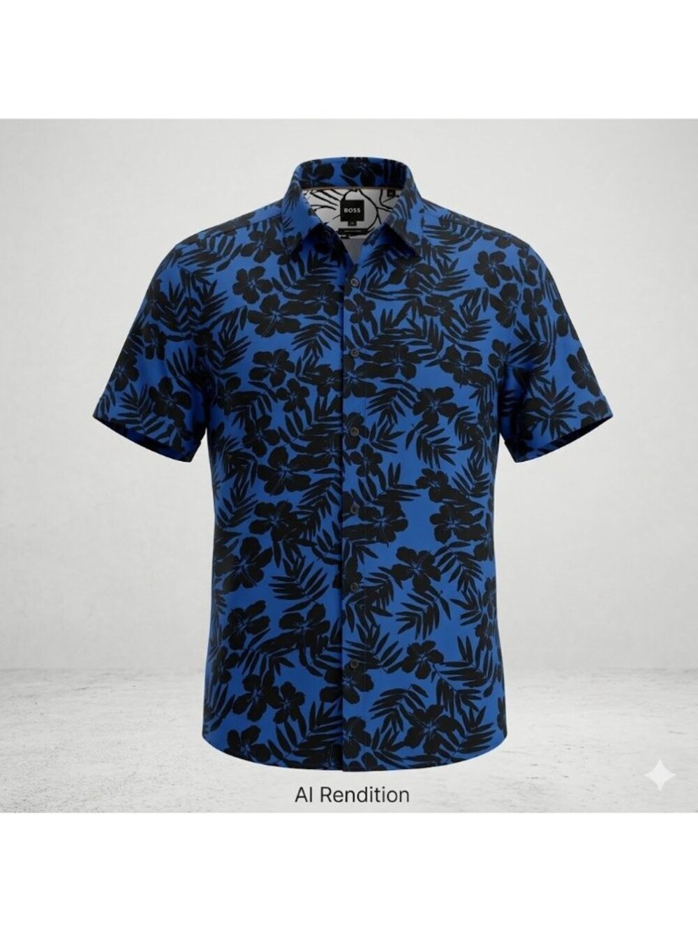 Hugo Boss Men's Hawaiian Shirt XL Button-Up Regular Fit Lightweight Short Sleeve